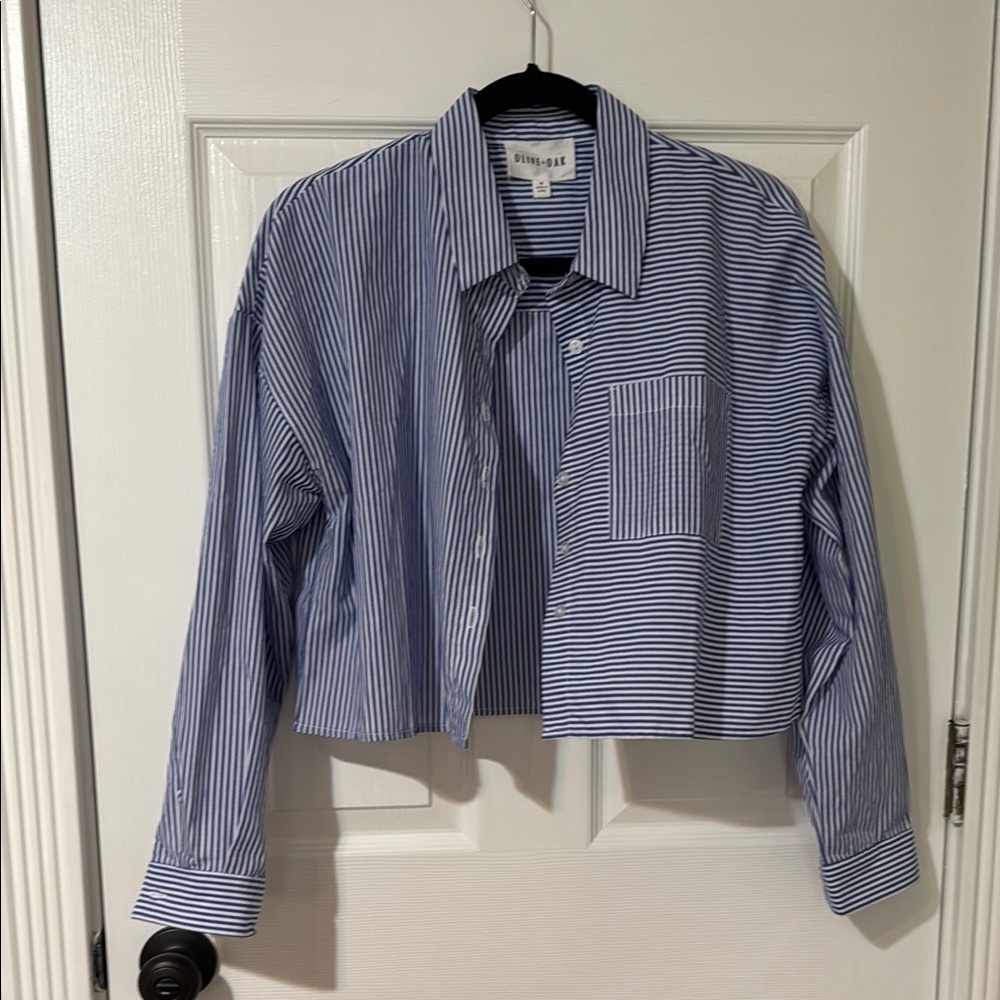 Blue Striped Crop Shirt